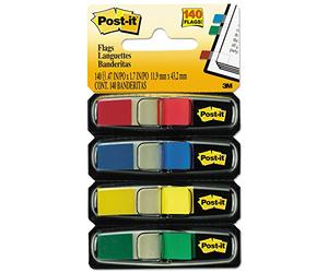 Mayorista case of 25 - 3 M Post-it de color pequeña cinta flags-self-stick banderas, 1/2 "x1 - 3/4", 140/PK, SER/GN/RD/YW