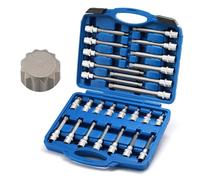 Mayouko Juego de 26 llaves de vaso XZN de 1,27 cm para tuercas multidientes, tipo M, CR-V, 55-200 mm, M5-M16, CR-V