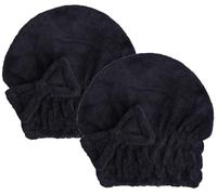 MAYOUTH Toallas de microfibra para secar el cabello, con nudo de lazo, gorro de ducha, turbante para el cabello, gorro de baño para cabello rizado, largo y mojado, regalo para mujeres, color negro x 2