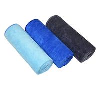 MAYOUTH Toallas Deportivas de Microfibra de Secado rápido y absorbentes, para Gimnasio, Fitness, Yoga, Camping, Paquete de 3 Unidades de 40 x 80 cm, Azul Oscuro, Azul Claro y Gris