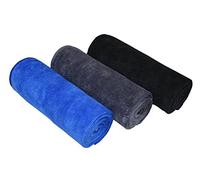MAYOUTH Toallas Deportivas de Microfibra de Secado rápido y absorbentes, Toallas de Gimnasio para Gimnasio, Fitness, Yoga, Camping, Paquete de 3 Unidades de 40 cm x 80 cm (Negro + Azul Oscuro + Gris,