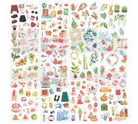Mayplous 12 Hojas Pegatina Frotar en Transferencia Scrapbook Stickers Pegatinas de Flores Etiqueta de la Planta de decoración para Diary Album Journals Artes y Manualidades de Bricolaje (Village)