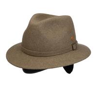 Mayser Dale Trekking - Sombrero de fieltro de lana para hombre y mujer, fabricado en la UE con orejeras para otoño e invierno, Beige Jaspeado, 55