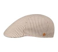 MAYSER Gorra de algodón de verano a rayas para hombre, fabricada en la UE, gorro plano con funda, visera para primavera/verano, beige-marrón, 58