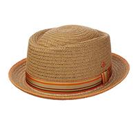 Mayser Sombrero de Paja Andy Orange Pork Pie Hombre - Made in The EU para el jardín Sol Playa con Banda Grosgrain, Grosgrain Verano Primavera/Verano - 56 cm Naranja