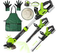 maysida Juego de Herramientas Infantil Mejorado, 3 en 1, Herramientas de jardinería eléctricas para niños pequeños con Sonidos y Luces, desbrozadora de Juguete, soplador de Hojas y Cortasetos