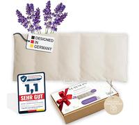 MAYSON BIO Cojín térmico de huesos de cereza con lavanda, apto para microondas, con funda de felpa lavable, 100 % algodón, 50 x 20 cm, hecho a mano con amor, beige/rojo (beige XXL)