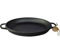 Maysternya Paellera de hierro fundido, 40 x 4 cm, apta para inducción, cocinar sobre fuego abierto, placa para barbacoa redonda, regalo de barbacoa, gratis, color negro