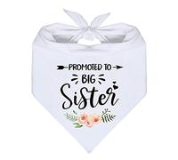 MaySunset Promocionado a Big Sister Patrón de flores blancas Mascotas Perro Triángulo Bufanda Bandanas Baberos Accesorios de accesorios para fotos reveladores de género regalos para amantes de perros