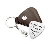 MaySunset Púas de guitarra de acero inoxidable con texto "I Pick You Always and Forever", regalo para hombres, novio, marido, músico, guitarrista, cumpleaños, Navidad, aniversario, regalos