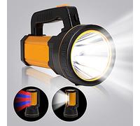 MAYTHANK - Linterna LED ultra potente, USB C, recargable, batería grande 10000 mAh, alcance de 800 m, lúmenes elevados, batería grande/linterna/correa para el hogar y aire libre