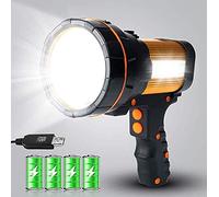 MAYTHANK Linterna LED ultra potente USB recargable linterna grande 4 batería 10000mAh Super brillante alta 6000 lúmenes largo alcance, para el hogar camping emergencia