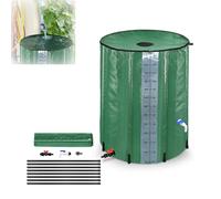 MAYTIIMO Depósito de lluvia plegable de 500 litros con escala, barril de agua de lluvia con rejilla de entrada de agua, válvula de drenaje, depósito de agua de lluvia de PVC, para recoger agua de