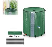MAYTIIMO Depósito de lluvia plegable de 750 litros con escala, barril de agua de lluvia con rejilla de entrada de agua, válvula de drenaje, depósito de agua de lluvia de PVC, para recoger agua de