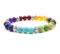 Mayting Mujer Joyas Piedra Perlas Pulsera Turquesa Ágata 7 Chakra Reiki de Energía Terapia Brazo Maduro