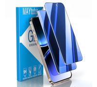 MAYtobe 2 Unidades Protector de Pantalla Azul Privacidad para iPhone 16 Pro, Cristal Vidrio Templado Azul Anti Espía, Antirreflejos, Antiarañazos, Sin Burbujas, Dureza 9H