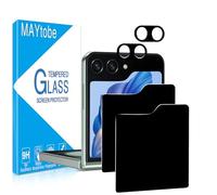 MAYtobe 2 Unidades Protector de Pantalla Privacidad para Samsung Galaxy Z Flip 6 con 2 Unidades Protector Camara, Cristal Vidrio Templado Anti Espía, Antiarañazos, Sin Burbujas, Dureza 9H