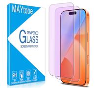 MAYtobe Paquete de 2 protectores de pantalla para iPhone 17 Pro Max, vidrio templado, bloqueo de luz azul, sin burbujas, antiarañazos, fácil de instalar