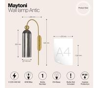 Maytoni Antic aplique, pantalla de vidrio en gris True