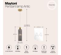 Maytoni Antic colgante, pantalla de vidrio en gris