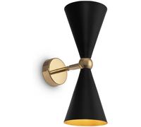Maytoni Aplique de pared 2 luces moderno dorado con pantalla negra