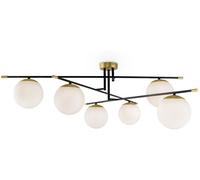 Maytoni Lámpara colgante 6 luces negro dorado y esferas cristal blanco mate