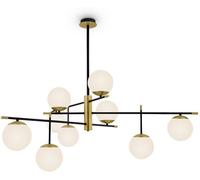 Maytoni Lámpara colgante 9 luces negro dorado y esferas de vidrio blanco