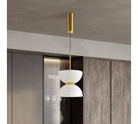 Maytoni Lámpara colgante LED Kyoto, dorada/blanca, Ø 22 cm, cristal EC:EPREL:1827480
