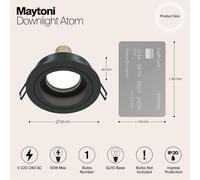 Maytoni Lámpara empotrada Akron, regulable, redonda, negro True