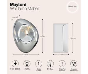 Maytoni Mabell aplique de vidrio, cromo