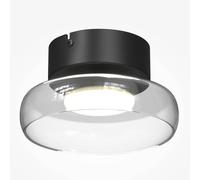 Maytoni Plafón LED FLOAT, transparente/negro, Ø 20 cm, cristal/metal