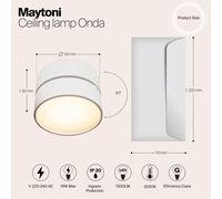 Maytoni Plafón LED Onda, Ø 12 cm, 3.000K, 19W, blanco
