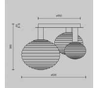 Maytoni plafón Reels, 3 luces, negro / humo, cristal