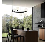 Maytoni Ring colgante 6 luces negro/blanco True