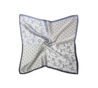 MayTree Pañuelo de seda cuadrado floral cuarteto 53 x 53 cm, Azul Plata Blanco, 53
