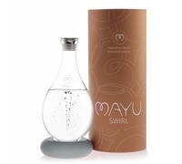 MAYU Jarra de agua estructurada Swirl - Innovadora tecnología Vortex jarra soplada a mano. Soporte dispensador de agua aireador con filtro de ósmosis inversa de 1.5 litros, diseño de jarra de vidrio