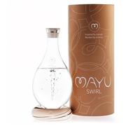 MAYU Jarra de agua estructurada Swirl - Jarra de vidrio soplado a mano de 1.5 litros - Soporte dispensador con innovadora tecnología Vortex - Ideal para usuarios de filtro de ósmosis inversa | 51