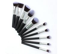 MAYU Kit de maquillaje Brush Pro Foundation Blending Blush Eyeliner Face Powder Brush Kit Set (Silver Black Grey) Paquete de 10