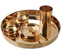 Mayur Esportazioni bronzo Kansya utensil| 6 pezzi cena Thali set|1 piatto 2 ciotola di riso 1 banda 1 Glass & 1 spoon|home, hotel ristorante