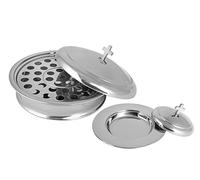 Mayur Exports Comunionsware apilable, 1 bandeja de comunión con tapa y 1 plato de pan con tapa para iglesias de acero inoxidable brillante (espejo)