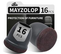 MAYZOLOP 16 Piezas Protector Patas Sillas Silicona con Fieltro Envuelto, Redondo Tapones para Patas de Silla para Proteger parquet y baldosas, Sin Ruidos ni Arañazos[Φ14-19mm]