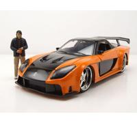 Mazda RX-7 1993 Naranja Negro Rápido y Furioso Con Han Figura Modelo 1:24 Jada