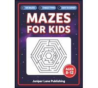 Maze Book for Kids Ages 8-12: 105 Mazes in 5 Levels Featuring Hexagon, Honeycomb, and Lattice Puzzles for Tweens Who Want a Real Challenge (Juniper Lane Kids Puzzle Series)