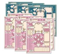 MAZERAN DND 5E - Hojas de personajes, tablero de plástico borrable en húmedo compatible con jugadores de juegos Dungeons Dragons 5e TTRPG, tamaño A4, impresión de doble cara, 3 x 2 estilos para 6
