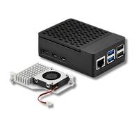 MazerPi Funda para Raspberry Pi 5 con enfriador activo oficial, carcasa de plástico ABS con cubierta superior extraíble, botón de encendido, ventilación de escape trasera, compatible con señal WiFi