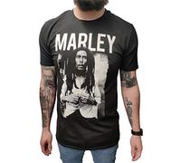 Mazeys Camisetas oficiales de Bob Marley para hombre, negro/blanco, L