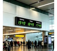 MazmornFly Reloj Mundial Digital LED Multizona Horaria, Reloj De Pared Internacional De 5 Ciudades, Reloj Mundial De Gran Pantalla Clara para Hotel, Oficina, área De Recepción 3City-Green