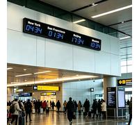 MazmornFly Reloj Mundial Digital LED Multizona Horaria, Reloj De Pared Internacional De 5 Ciudades, Reloj Mundial De Gran Pantalla Clara para Hotel, Oficina, área De Recepción 4City-Blue