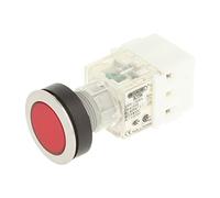 Mazo 23.000.509 botón de acero inoxidable, pulsador Tapa, tast Contacto donante 1 Abridor con 1 contacto y rosca, Rojo (2 unidades)