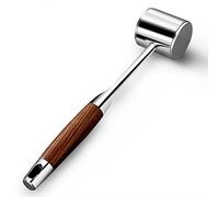 Mazo carne Ablandador de Carne Acero Inoxidable Profesional, Doble Cara Meat Tenderizer Hammer Mallet Martillo Ablandador de Carne Tierna con Mango de Madera Antideslizante, Apto para Lavavajillas
